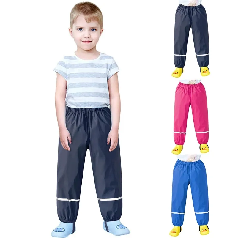 Kids Raincoat Rain Pants Waterproof Cartoon Children's Kids Rain Dungarees Mud Trousers Waterproof Breathable for Girls Boys 220803