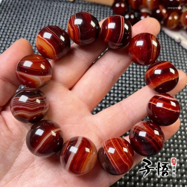 Strands de miçangas Brasil vinho vermelho seda ágata 20 pulseiras de moda de cor de granada sonho de sonho de bracelets masculinos. INTE22