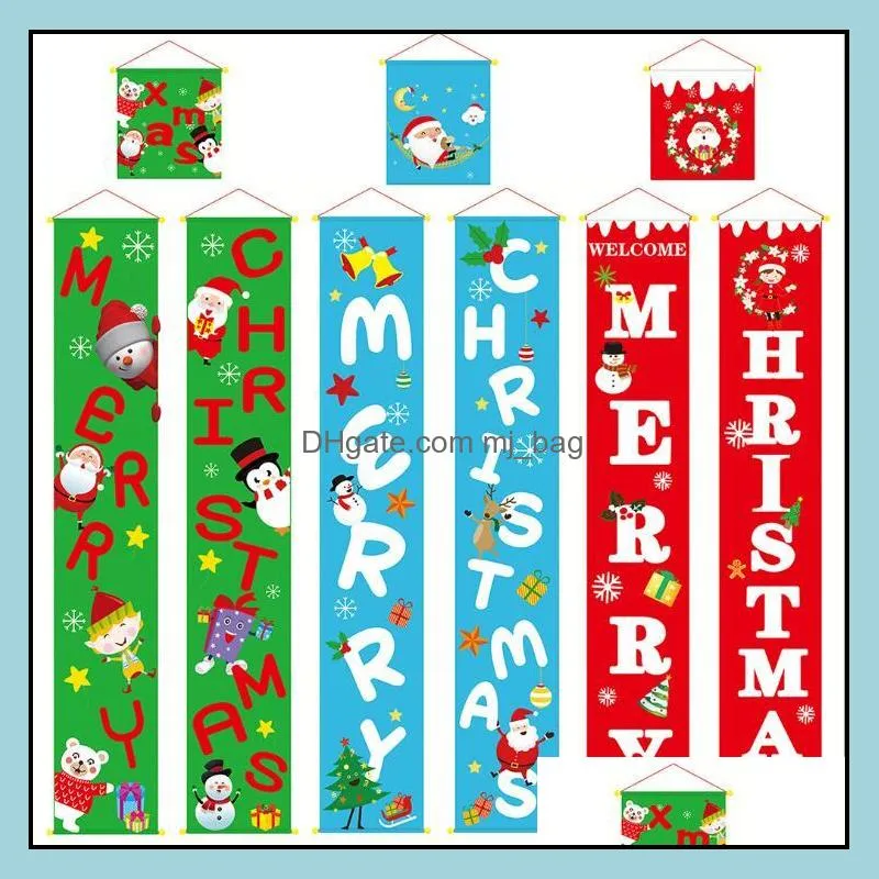 Banner Bandiere Forniture per feste festive Casa Giardino Colorf Tessuto natalizio Distici Porta da appendere alla parete Segno per pareti esterne allegre decorazioni