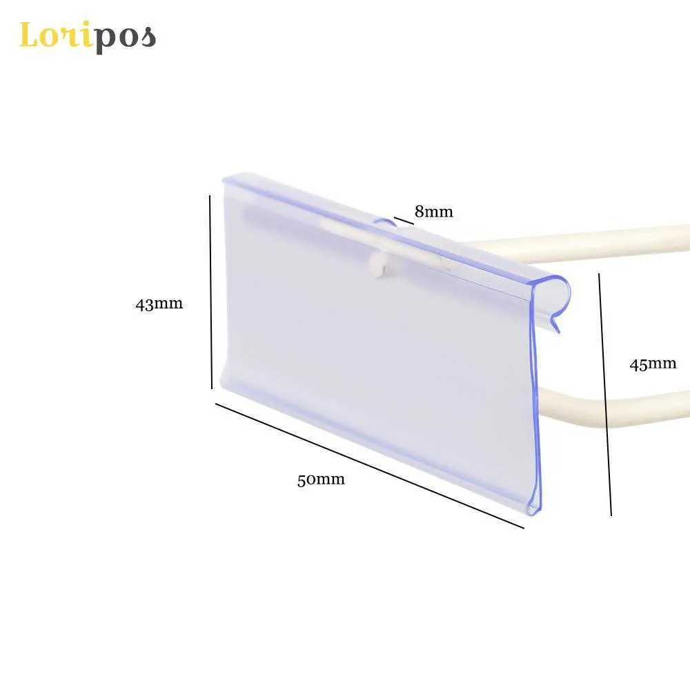 5x4,5 cm Clear PVC Plastic Pris TAG Sign Label Display Holder Thickning For Supermarket eller Store Shelf Hook Rack 100st/Lot