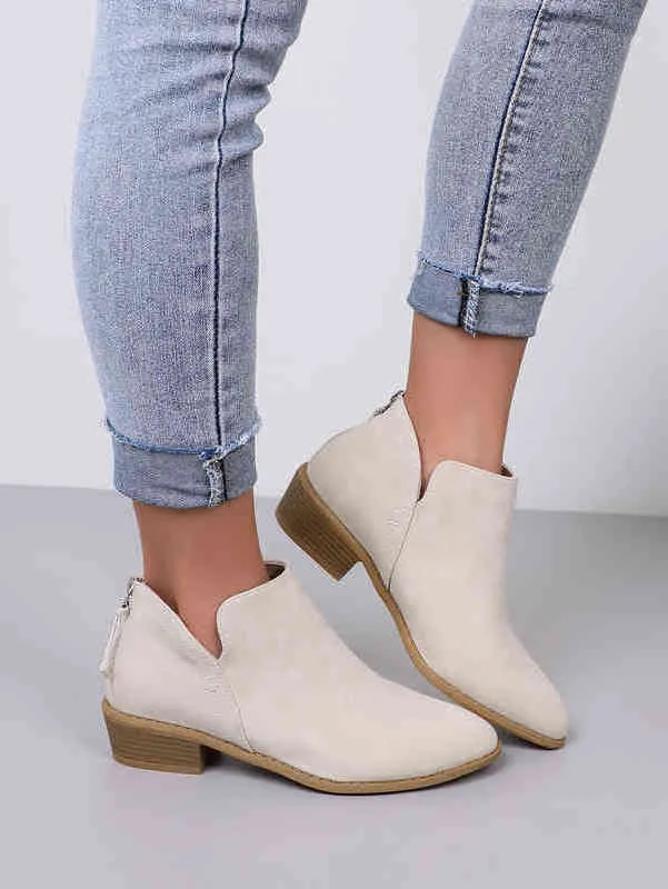 2022 scarpe da donna con tacco alto a punta a punta bassa con tacco basso impermeabile con cerniera posteriore con cerniera