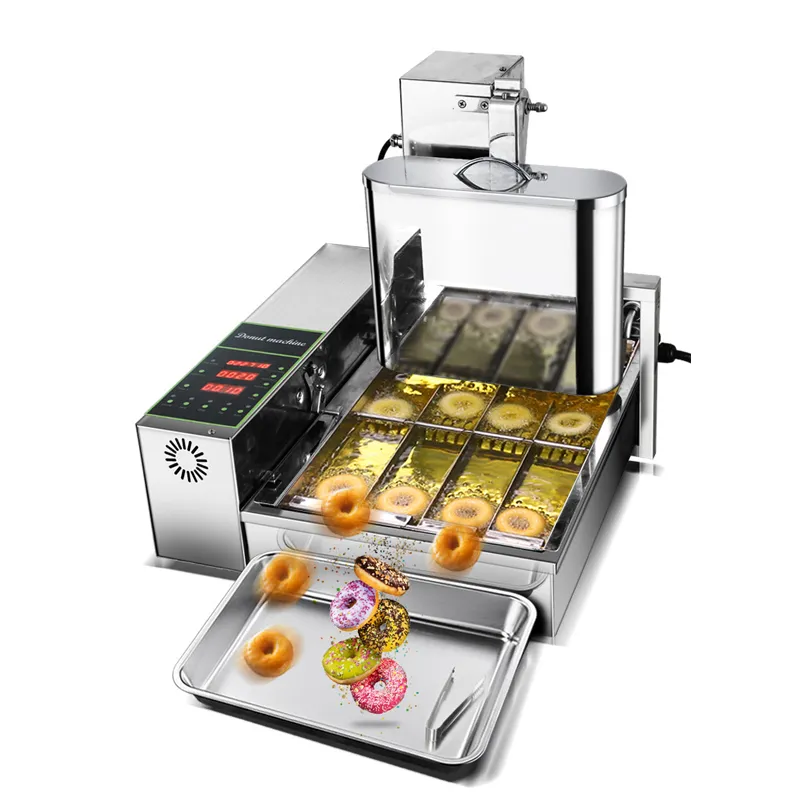 Máquina automática comercial para hacer rosquillas, freidora eléctrica para rosquillas de 4 filas, Mini máquina para hacer rosquillas