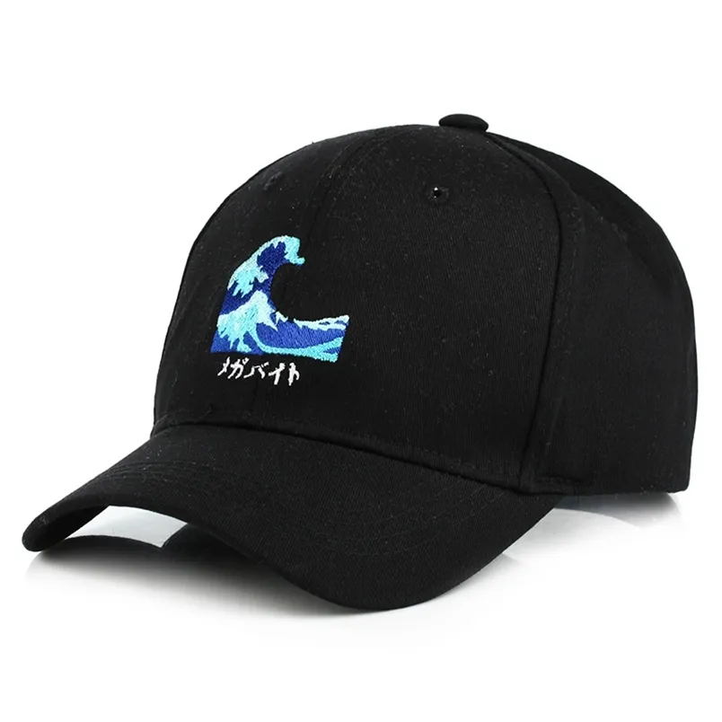 للجنسين قابلة للتعديل Japn Sea Wave Embroidery Cap Cap Hats Cotton Katka Hokusai Caps Kanagawa Surf Hats Gorra 220629