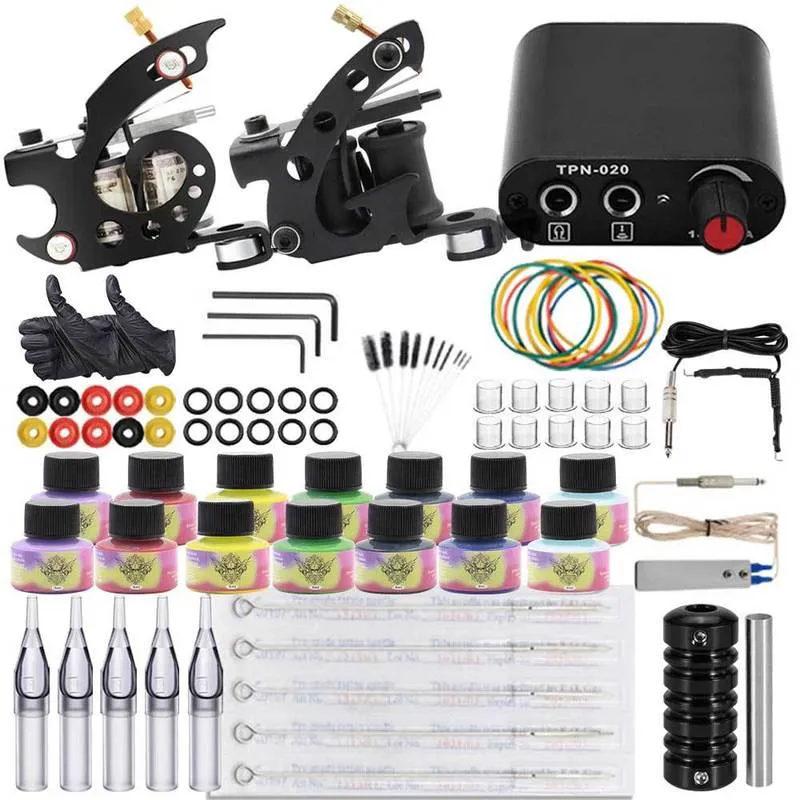 TRUE STAR Coil Tattoo Machine Kits Complete Guns Kit with Power Supply Needles Accessories Set 220617