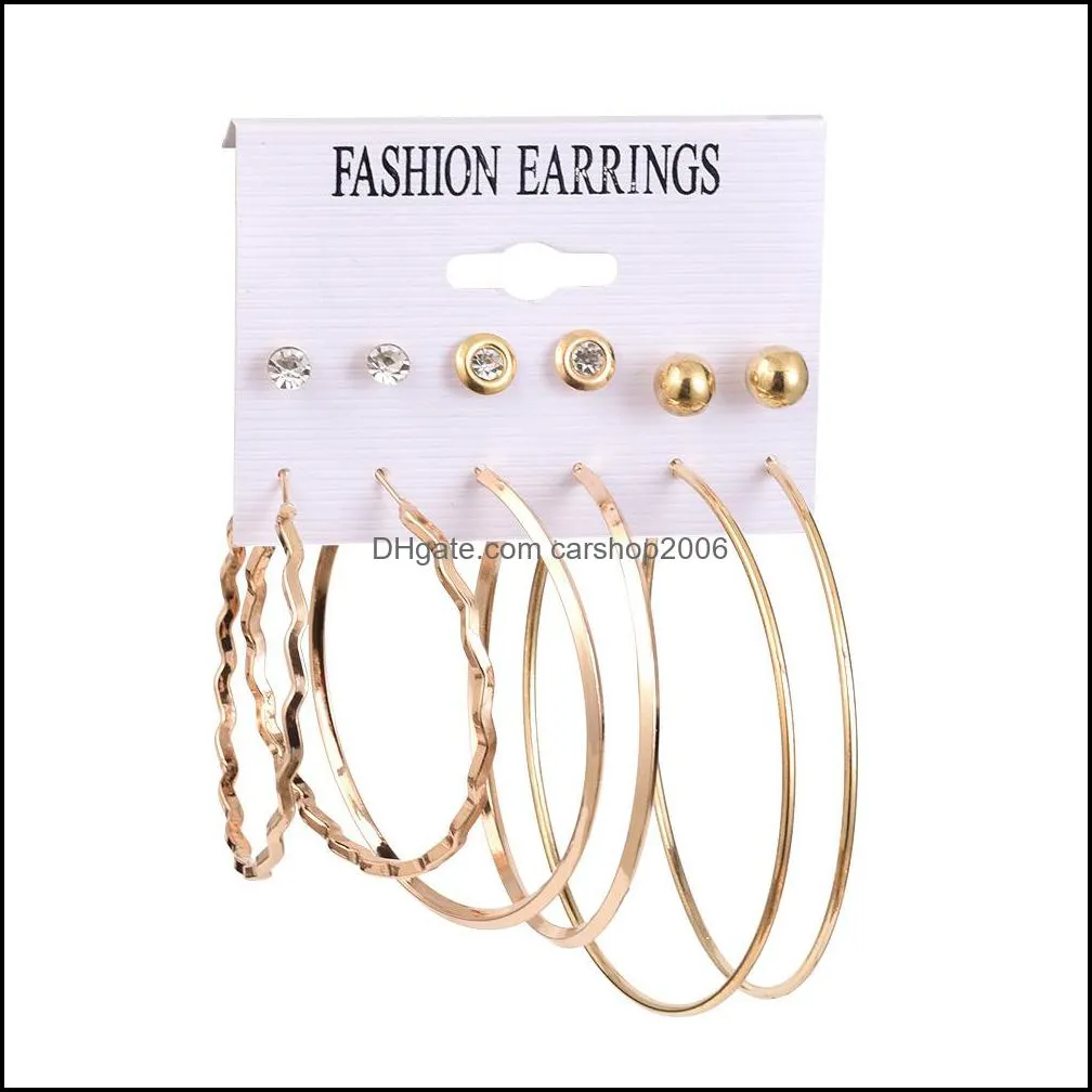 big hoop dangle earrings set titanium steel fashion round earring gold for women girls sensitive ears accessories c52fz