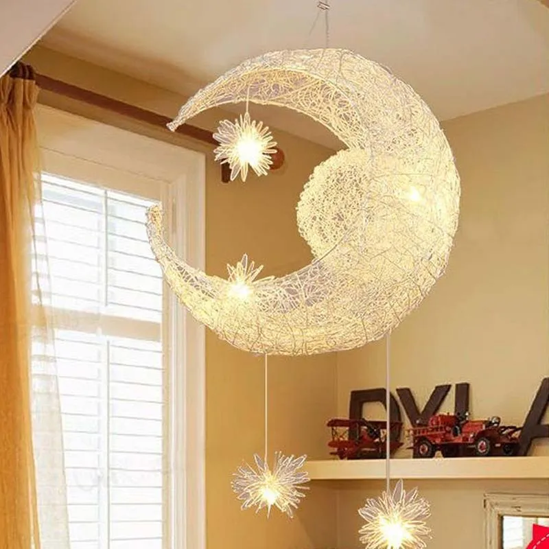 Pendellampor Moonsstar Lights Kid's Room Lighting Modern Barn sovrum Aluminium för att bo hem dekoration