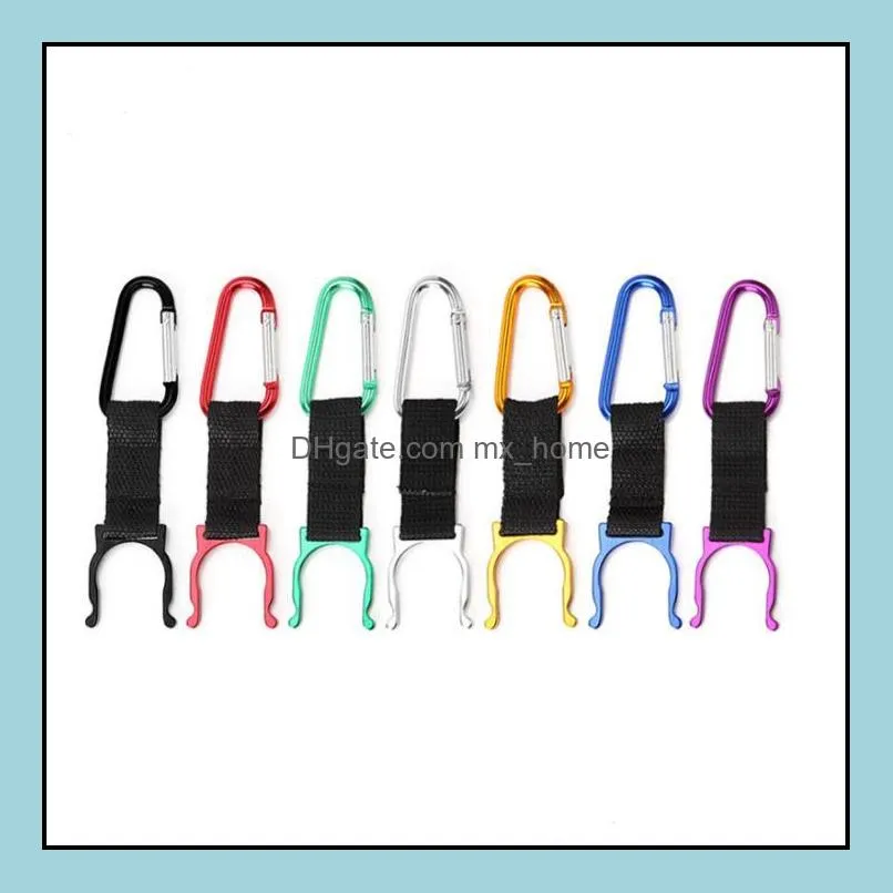 drinkware handle fashion creative metal & ribbon locking carabiner clip water bottle buckle holder camping snap hook clip-on sn4700