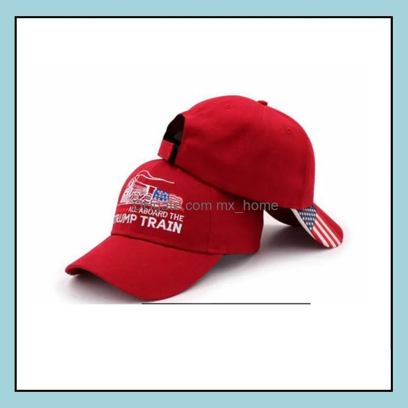 Donald Trump Train Baseball Cap outdoor embroidery All Aboard the Trump train hat sports cap stars striped USA Flag Cap LJJA3379-5