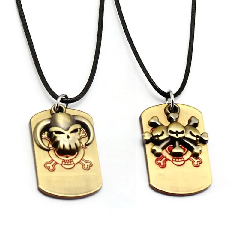 Pendant Necklaces Anime One Piece Black Beard Tickey Fire Fist Ace Bull Head Skull Necklace Alloy Rope Chain Gift Jewelry Accessories