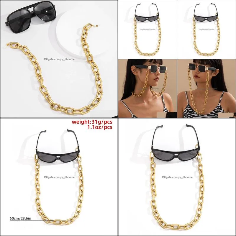 2021 punk metal gold color hip hop glasses chain fashion women sunglasses accessary