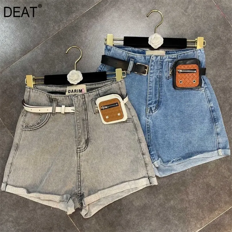 DEAT Sommer Mode Frauen Kleidung Hohe Taille Tasche Gewaschen Shorts Weibliche Denim S WS29902L 210709