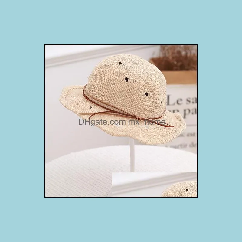 15526 baby summer fisherman cap crochet cute kids bucket hat baby infant children hollowed straw hat