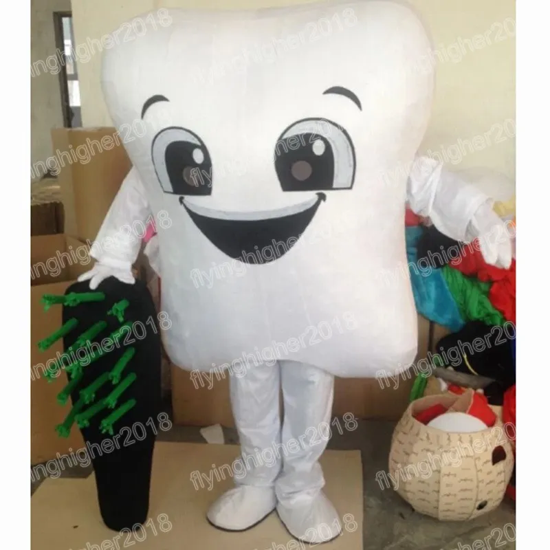 Hallowee White Teeth Mascot Costume Cartoon Anime Theme Character Carnival Adult Unisex Dress Christmas Fancy Performance Party Dress