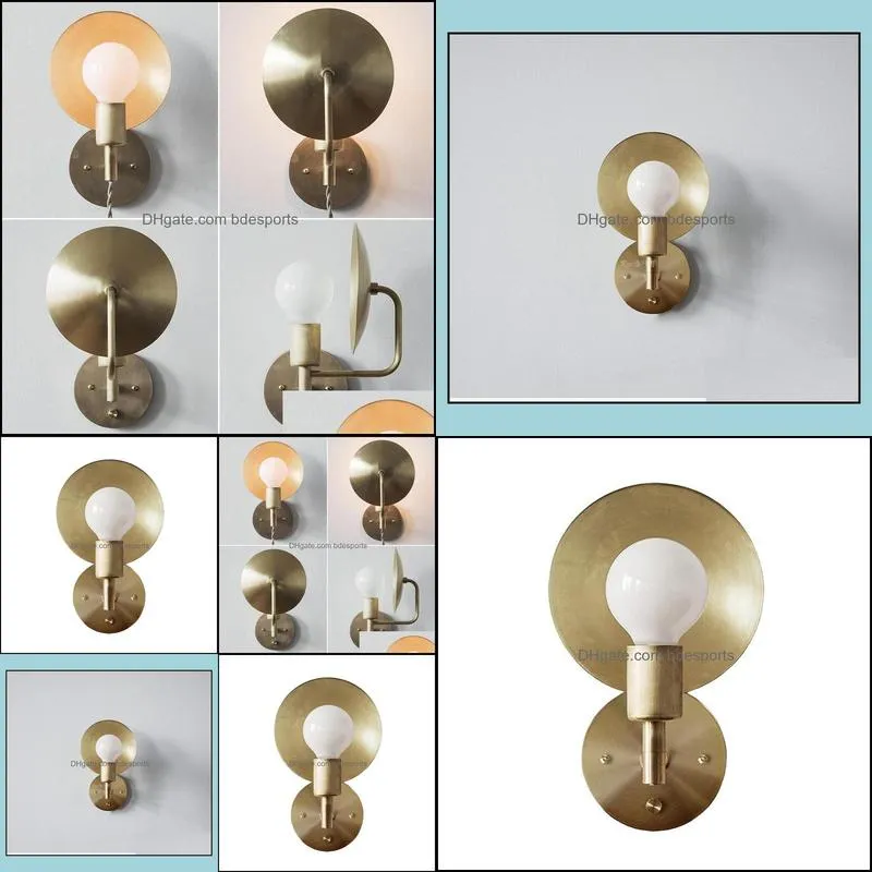 Quality brass cone Wall Sconce copper corner arm Wall Lamp Fixture minimalist bedroom corridor living room indoor decoration