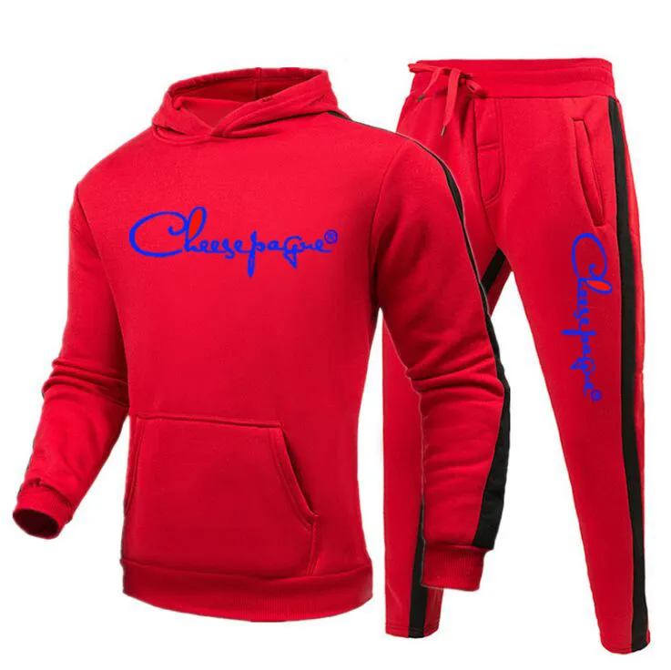 Autumn Brand LOGO Men Tracksuit Set Quality Fleece Sweatshirt Pants Sporting Sweat Suits Mens Survetement Sportswear Male