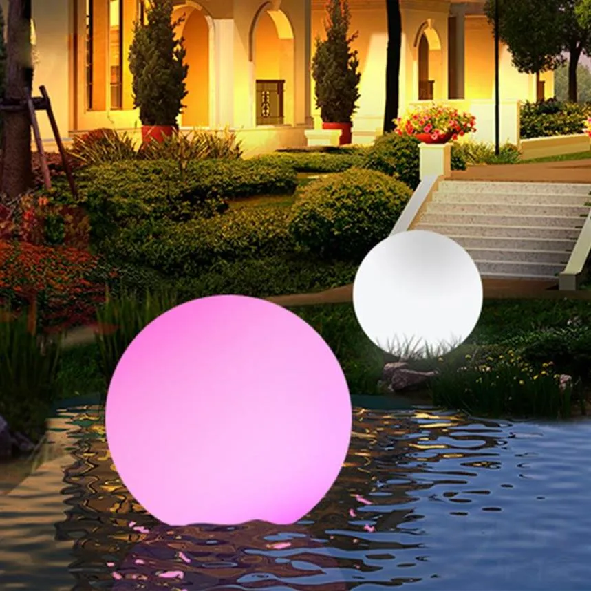 Controle remoto Luzes de jardim de LED ao ar livre iluminação bola de brilho lâmpada recarregável piscina de casamento de festas de festas de férias de férias de decoração de festas259c