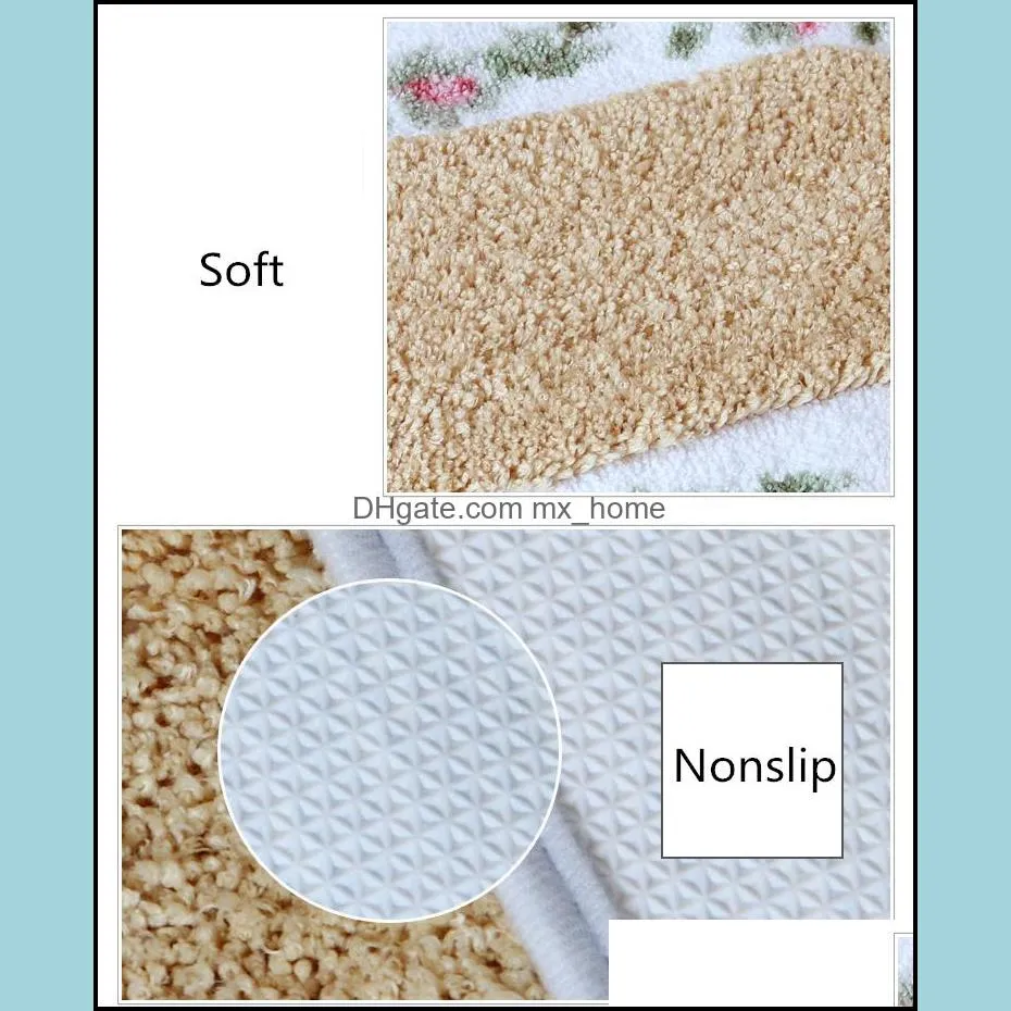 Embroidered Oval Floor Mat Nonslip Bath Mat Water Absorption Floor Rug Carpet for Bathroom Toilet Soft Bedroom Bathroom Doormat 220329