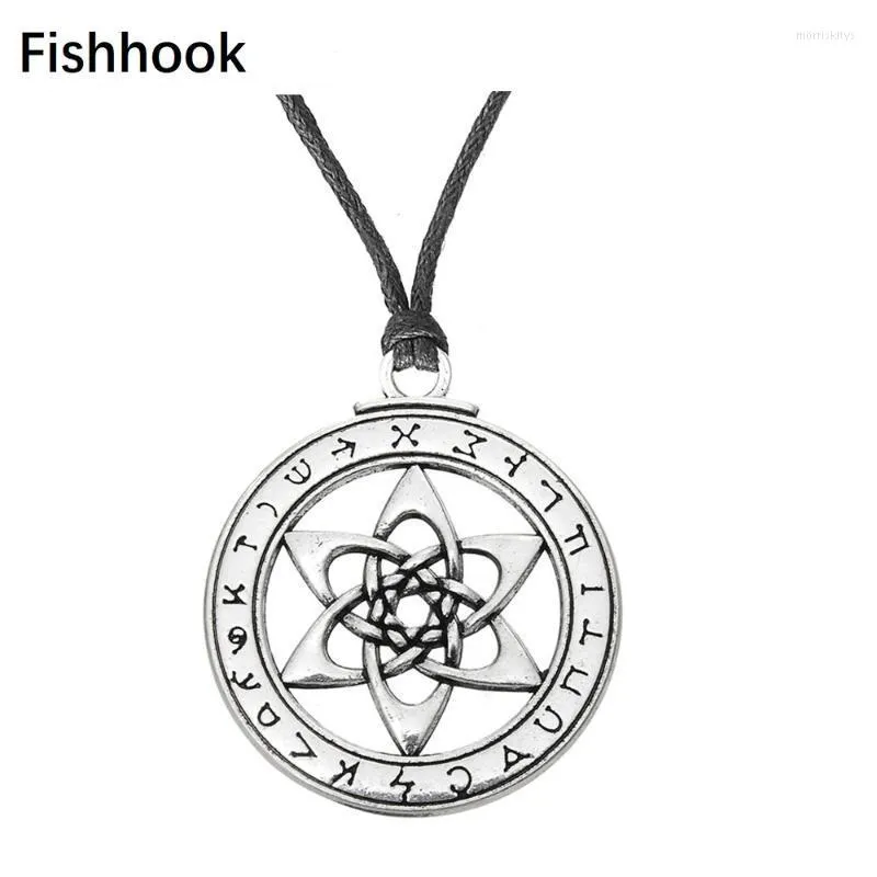 Fishhook The Astrologer's Star Enochian Hermetic 24 Norse Runes Slavic Talisman Vintage Ethnic Amulet Pendants Halsband kedjor Morr22