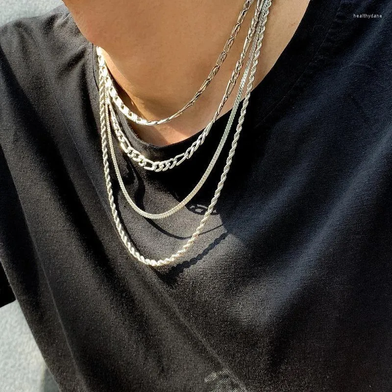 Chokers 2022 Fashion Men's Necklace Multi-Layer Choker Halsband för man Silverkedjor Uttalande smycken Luxury Hip Hop Accessories Heal22