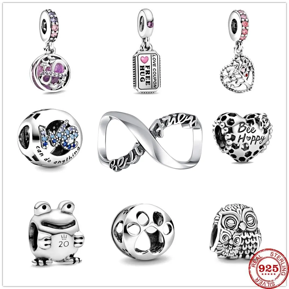 925 Silver Fit Pandora Charm 925 Bracelet nous pouvons faire n'importe quoi amour coupon abeille heureux infini coeurs balancent perles charmes ensemble pendentif bricolage perles fines bijoux