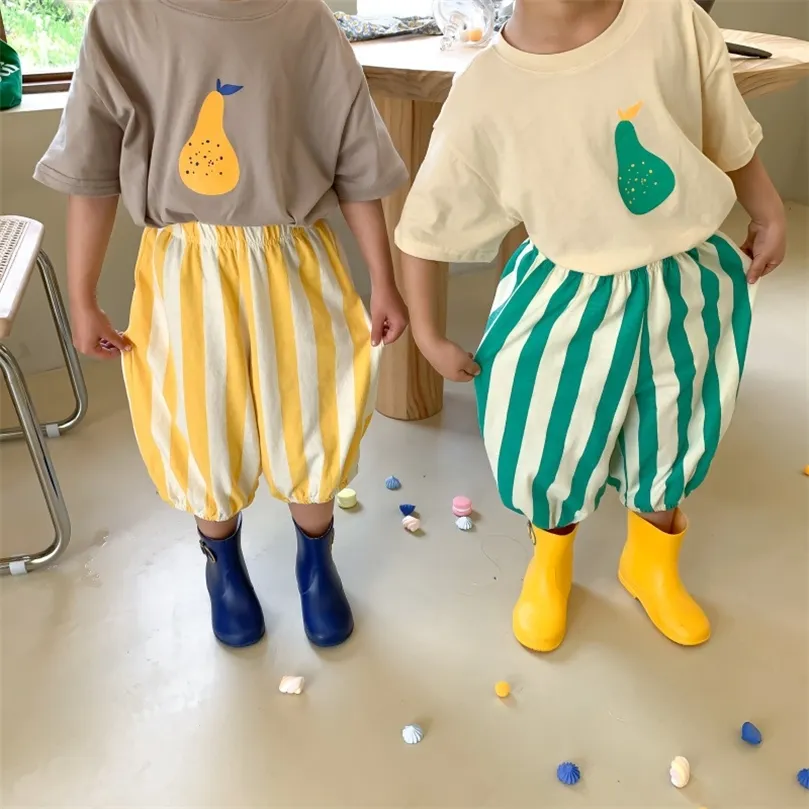 Милансел летняя детская одежда полосатые брюки гаремы свободны хлопковые одежды для сестры и братьев 220512
