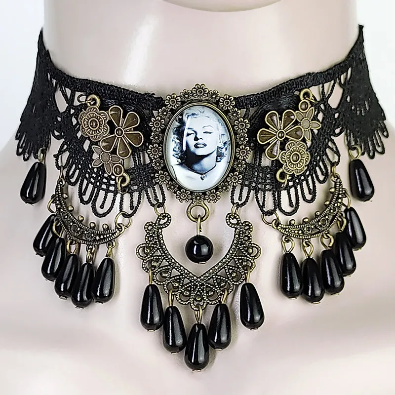 Bijoux en dentelle noire 2022 Choker Collier victorien Rétro Gothique Vampire Punk Rock Mariage Boho Lolita Cadeau Clavicule Chaîne Halloween Party Queen