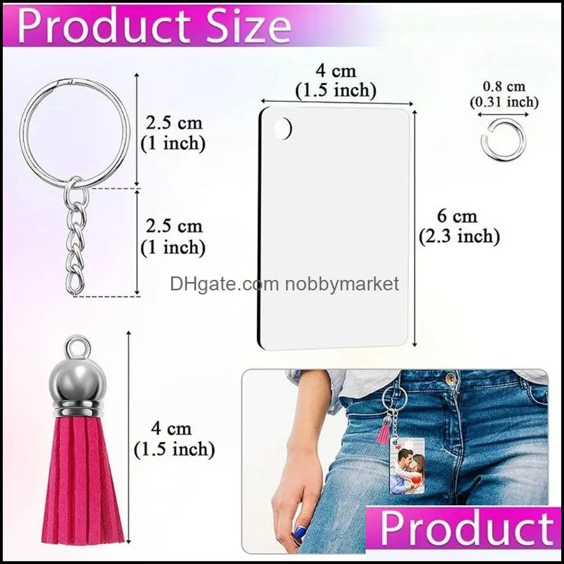 Rectangular Hardboard Blank Rectangle Sublimation Heat Transfer Keychains for Present Making D0LC