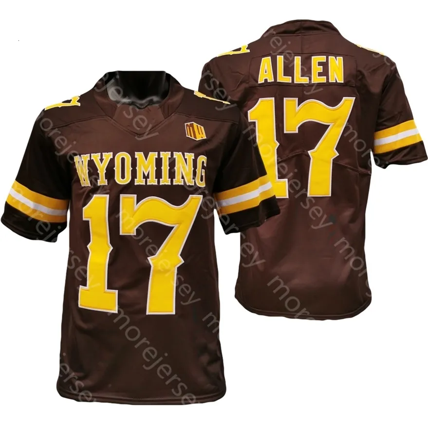 A3740 2021 College Wyoming Jersey 17 Josh Allen New NCAA White Coffee Brodery All Stitched Adult Youth