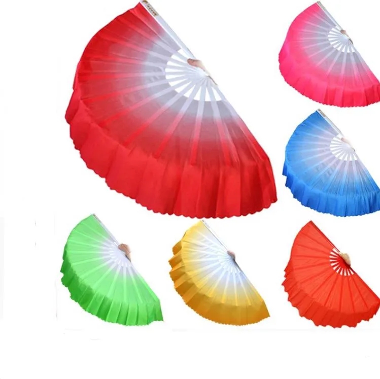 Fournitures de fête 5 couleurs chinois ventilateur à main en soie danse du ventre ventilateurs courts scène Performance ventilateurs accessoires SN4336