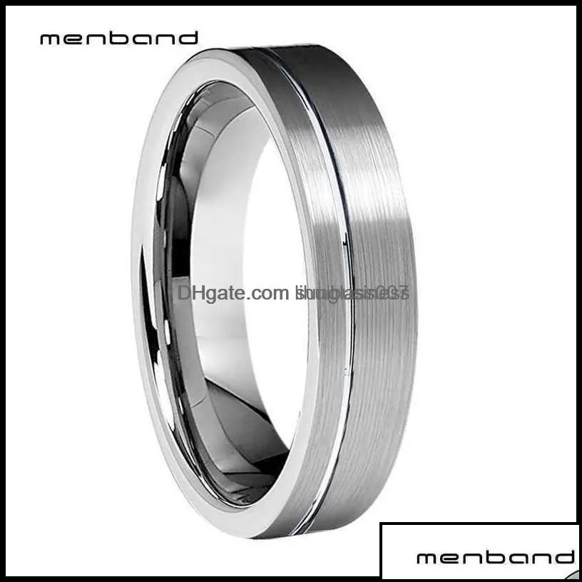 solitaire ring rings jewelry classic women tungsten wedding band flat with offset groove brushed finish 6mm comfort fit y0611 drop