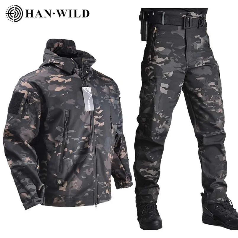 Ensembles de chasse HAN WILD Army JacketsPants Vêtements à coque souple Costumes tactiques Veste imperméable Hommes Pilote de vol Ensemble Vêtements militaires sur le terrain 220826