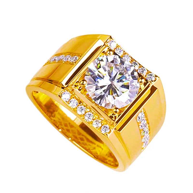 Bague en diamant Moissanite pour hommes, bijoux de fiançailles généreux, bagues en argent or rose 18 carats