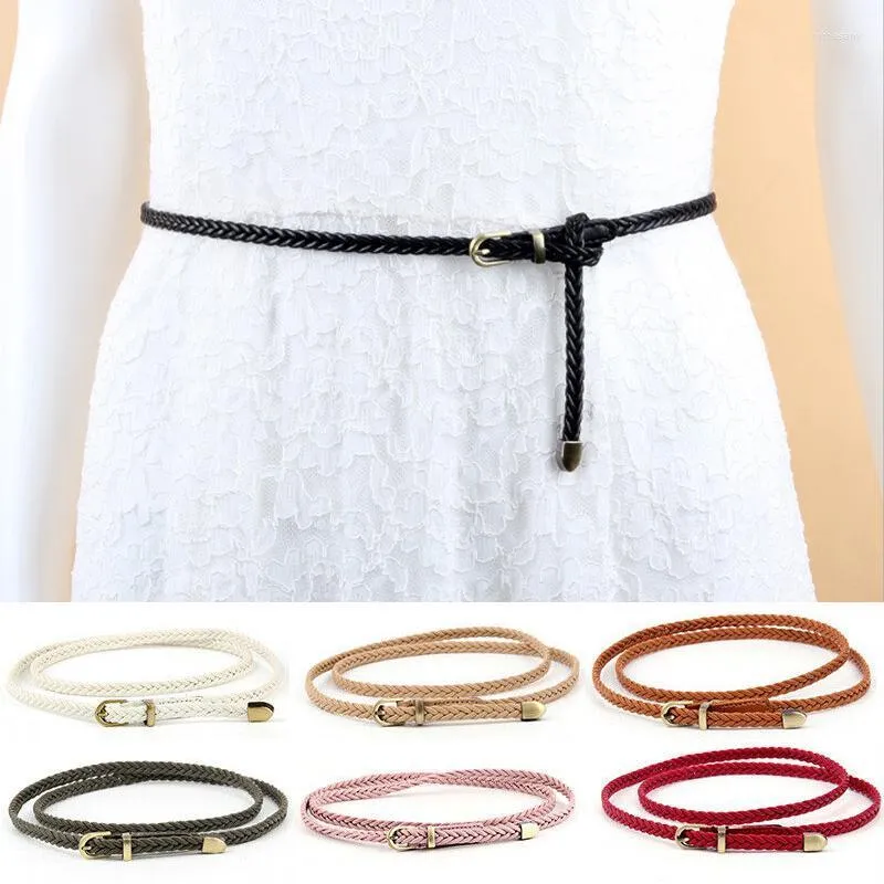 Bälten Fashion Thin Braid smal bälte Candy Color Pu Högkvalitativ midjeband med pin Buckle Dress Clothing Dekorera för kvinnor 2022 Forb22