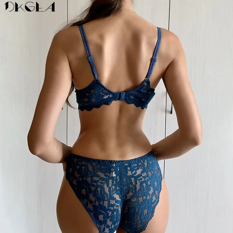 Embroidery Sexy Underwear Set Lace Blue Brassiere A B C Cup Thick Cotton  Women Push Up Bra And Panties Set Brand Lingerie Deep V 220513 From Kua01,  $14.32
