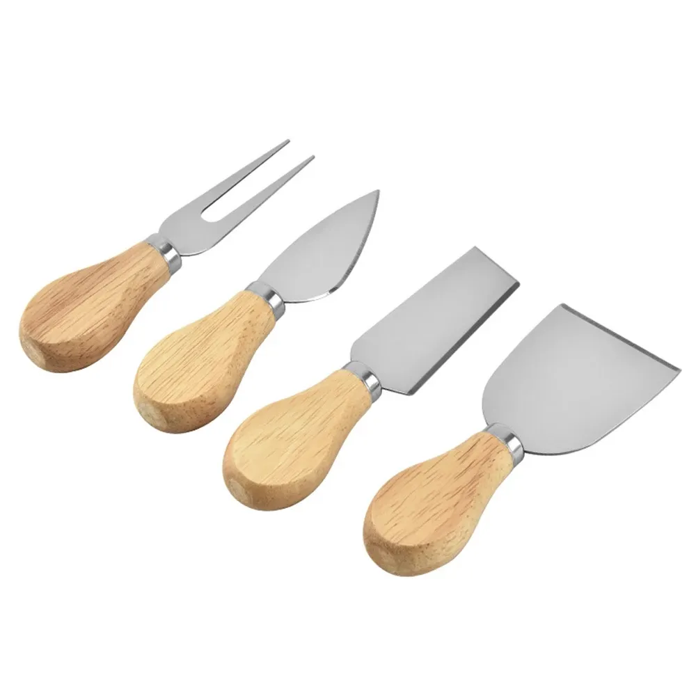 Outil de sublimation 4pcs / set Ensembles de poignées en bois Ensemble de barde Chêne Bambou Coupe-fromage Couteau Trancheuse Kit Cuisine Coupe-fromages Outils de cuisine utiles