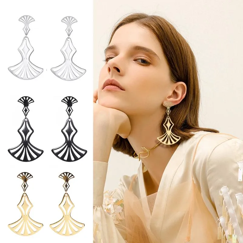 Dangle Kronleuchter Skyrim Edelstahl Geometrische Tropfen Ohrringe Mode elegant schwarz golden böhmisch Langer Ohrring -Schmuckgeschenk für Frauen