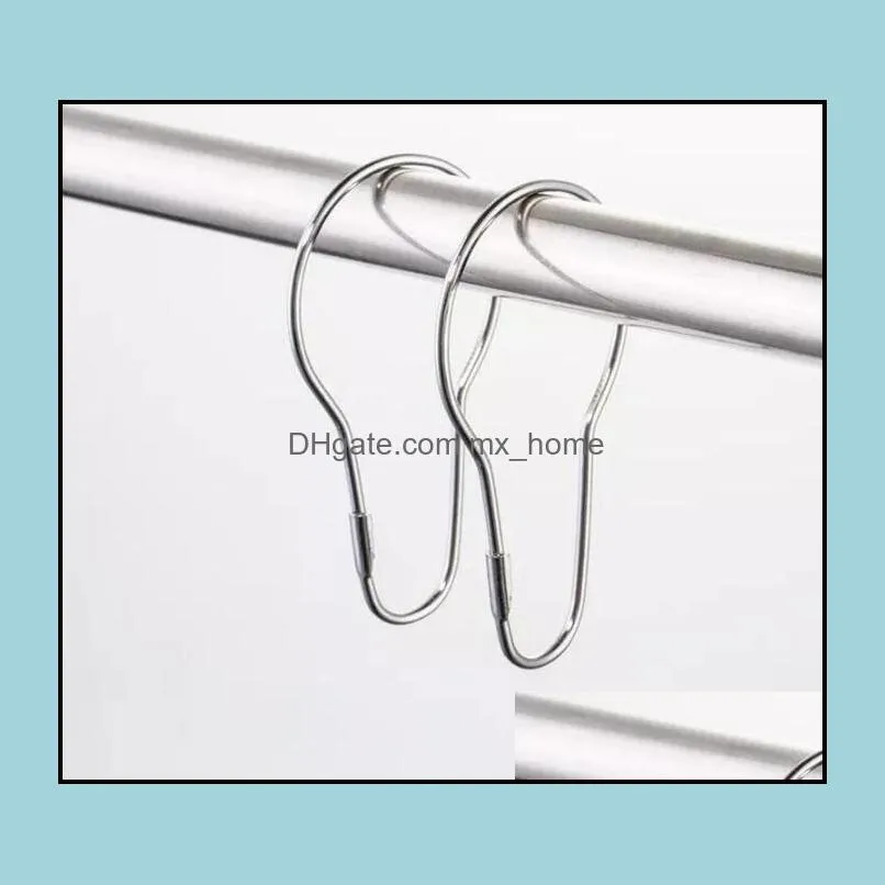 5000pcs New Stainless steel Chrome Plated Shower Bath Bathroom Curtain Rings Clip Easy Glide Hooks Free Shipping #32681