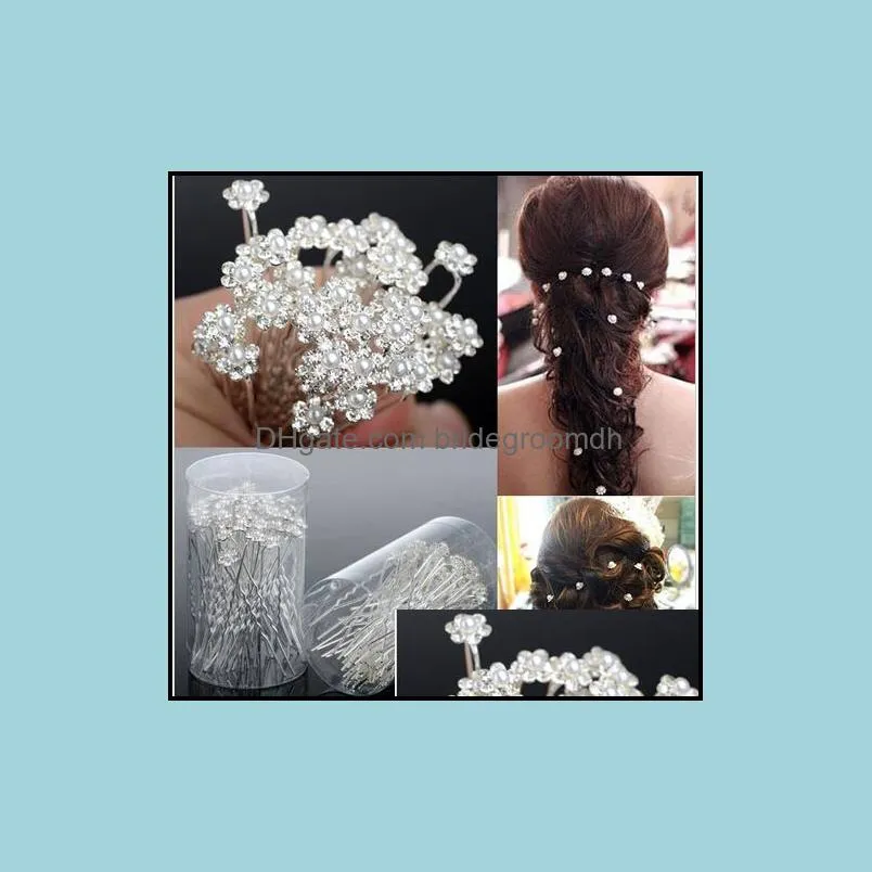 40pcs wedding accessories bridal pearl hairpins flower crystal rhinestone hair pins clips bridesmaid women hair jewelry