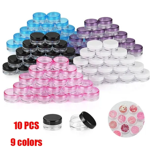 Empty Sample Container with Lids Cosmetic Jars Clear Plastic Bottle for Make Up Nails Jewelry Beauty Home Kitchen