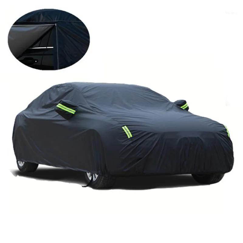 Universal Black Waterproof Full Car Covers Snow Ice Dust Sun UV Cover Indoor Outdoor 7 rozmiarów Auto na cały sezon1