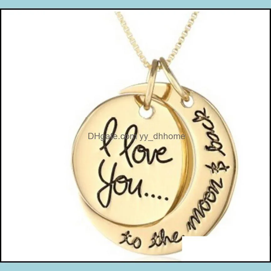 Moon Necklace I Love You To The Moon And Back For Mom Sister Family Pendant Necklaces Link Chain