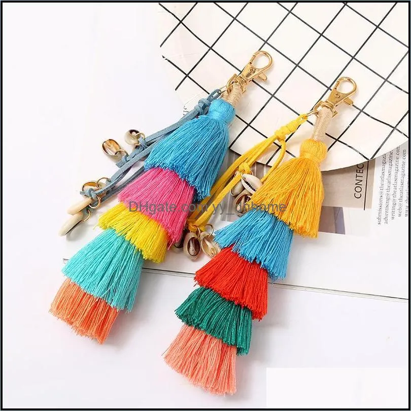 colorful boho tassel keychain style bag ornaments artificial handmade creativ keychains cute attractive pendant jewelry gifts