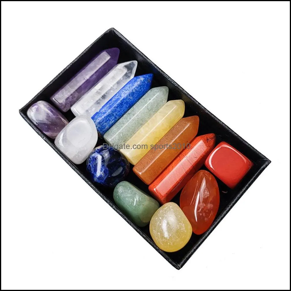 7 chakra set reiki natural stone crystal stones ornaments polishing rock quartz yoga energy bead chakra healing art craft decoration sports2010