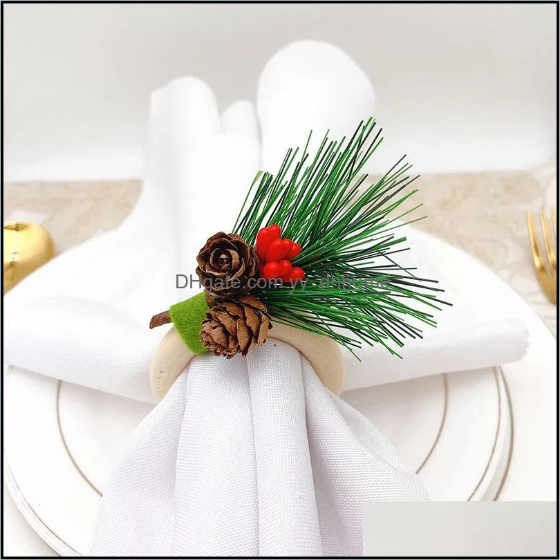 christmas decoration napkin ring simulation pine cones napkins rings hotel home table trinkets towel holder buckle decor paa9840