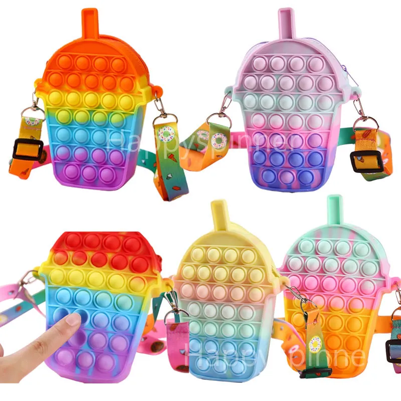 Pop Purse Rainbow Milk Tea Cup Silicone Crossbody Shoulder Bag Wallet ...