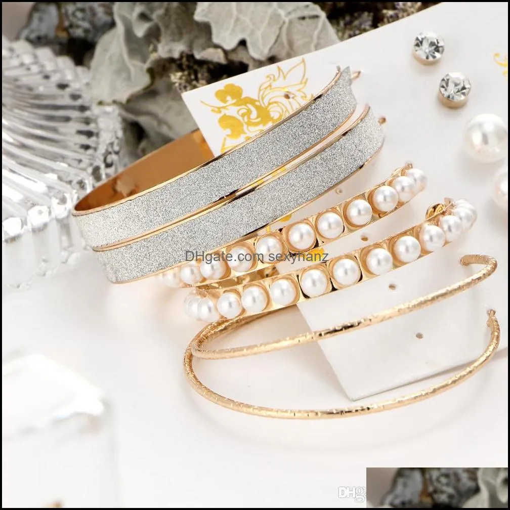 6Pairs/Set Mixed Earrings Set for Women Crystal Imitation Pearl Infinity Circle Big Round Brincos Matt Earrings Stud Jewelrys