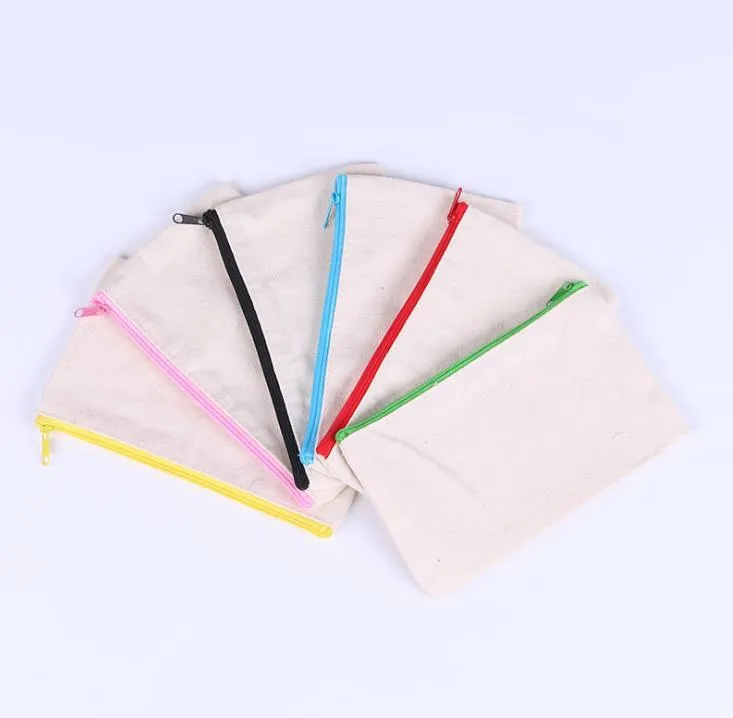 Sublimation Blank Cosmetic Bags Canvas Zipper Pencil Cases Customized Women Makeup Bag Fashion Handbag Pouchs Bags SN4875