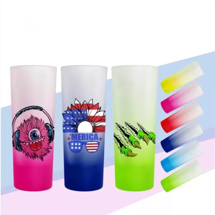 US Warehouse 3oz Sublimation Tradient Shot Glass Glass Frosted Wine Mugs DIY Party Cup Classic Water Bottle B6