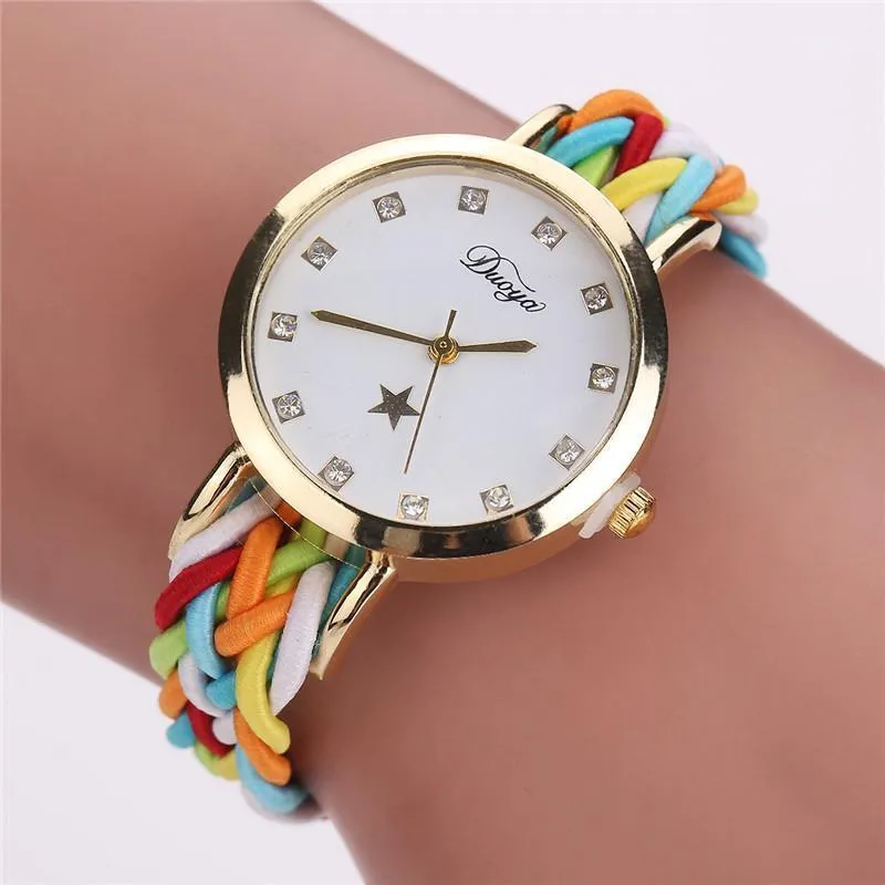 Relógios de pulso Moda Women's Weln's Creative Braided Bracelet Quartzwatch Wristwatch Colorful Ladies Women Watches Zegarek Damski