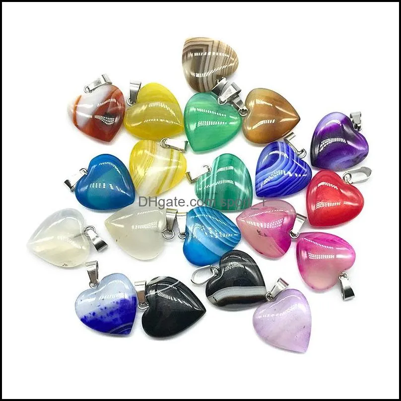 Charms Jewelry Findings Components Purple Red Stripe Agate Heart Pendants For Diy Earrings Necklace Making Dr Dhivs